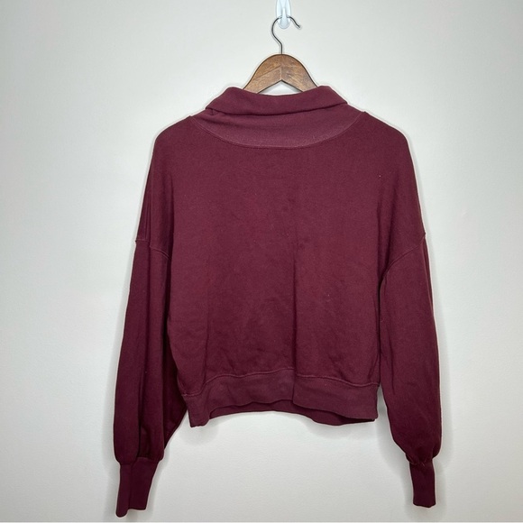 Z Supply Oversized Sweatshirt Mock Turtleneck Relaxed Fit Maroon Large - Picture 4 of 9
